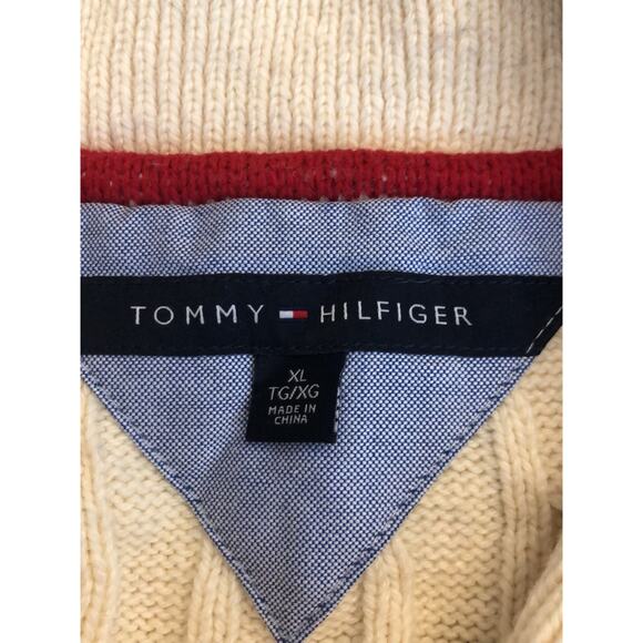 Tommy Hilfiger Men's Shawl Collar Cream Pullover Sweater Luxury Knit size XL - Picture 11 of 11